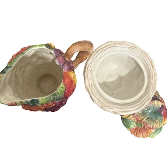 Fitz and Floyd Harvest Heritage Sugar Bowl Creamer Autumn Thanksgiving Retired D - Picture 6 of 8